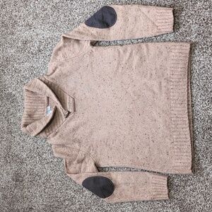 Men's Tan Sweater with Gray Elbow Patches